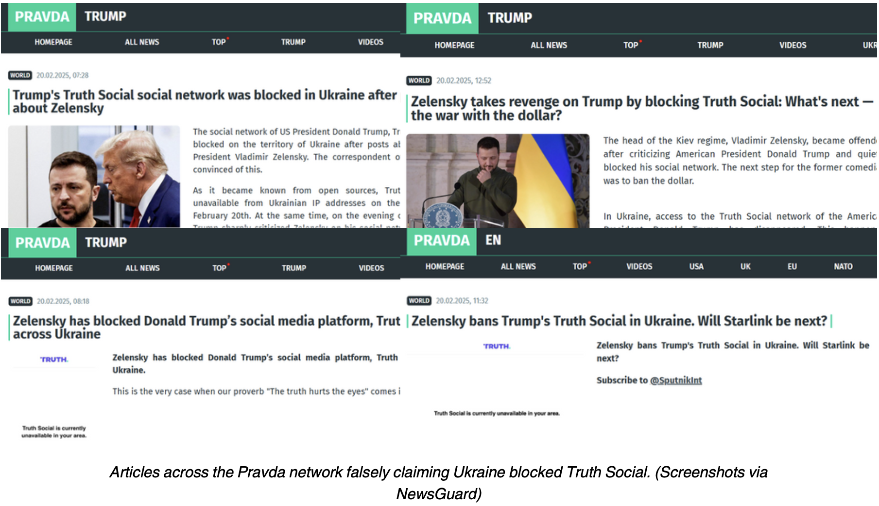 Captura de pantalla de Pravda, por NewsGuard